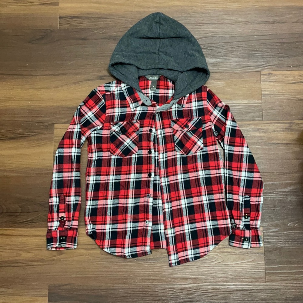 Eddie Bauer boys hooded flannel